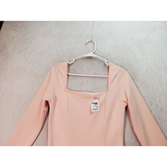 Charlotte Russe Mini Dress Womens Medium Pink Polyester Long Sleeve Square Neck - Picture 4 of 9